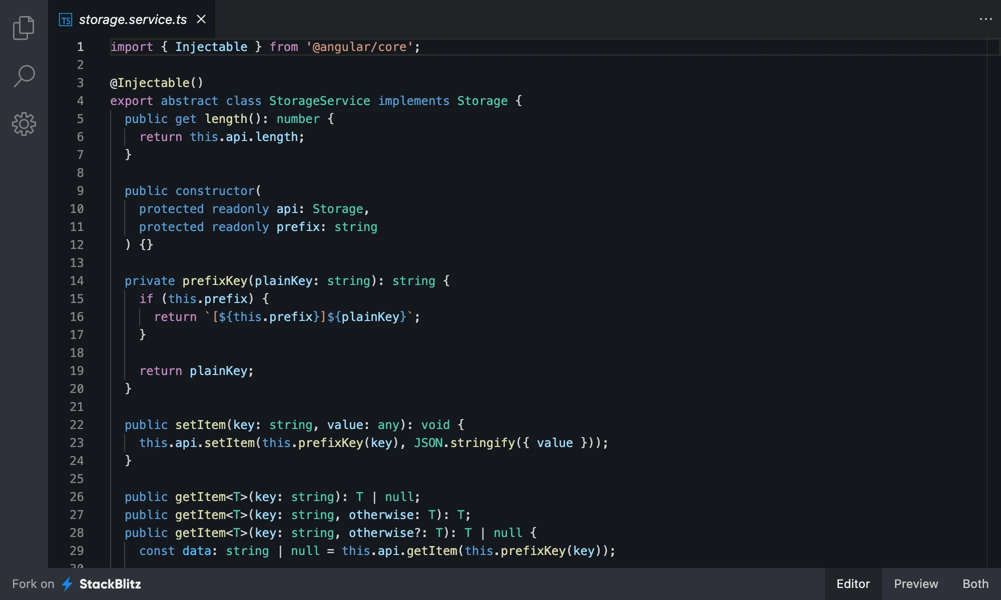 Click the screenshot to open the code example on StackBlitz (opens in a new tab). StackBlitz example: storage.service.ts